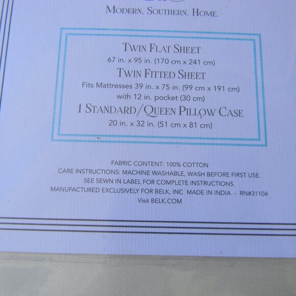 NEW MODERN SOUTHERN HOME SHEET SET TWIN IVORY ELLIS SOFT SATEEN 100% COTTON - Picture 3 of 3